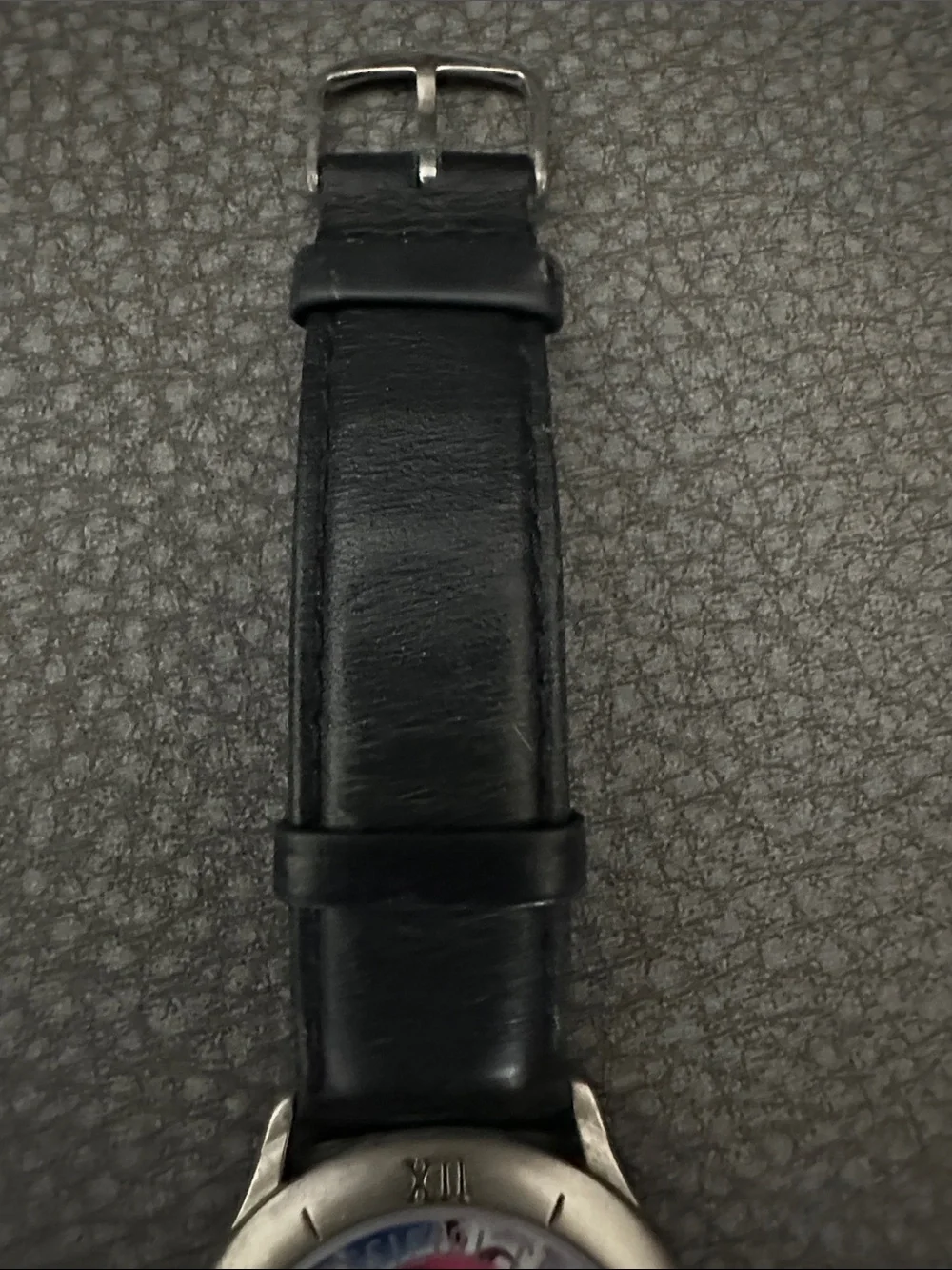 Mars M&M 1998 Limited Edition Black Leather Strap Novelty Watch Red Dial Accent